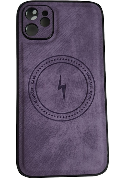 Pointtech Apple Uyumlu iPhone 11 Alfa Desenli Magsafe Kablosuz Şarj Özellikli Kılıf Modeli Mor