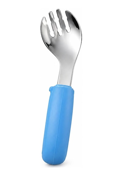 Valkyrie 2 Li Çocuk Çatal Kaşık Seti 316l Paslanmaz Çelik Ergonomik Saplı Bebek Kaşık Seti Mavi-turuncu Çok Renkli