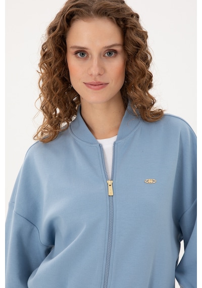 U.S. Polo Assn. Kadın Açık Mavi Bisiklet Yaka Fermuarlı Sweatshirt 50299000-VR003