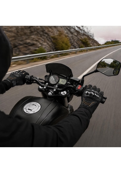 Freecamp Power Tam Parmak Motosiklet Eldiveni-siyah-turuncu