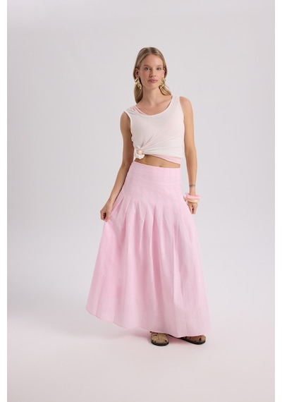 Mai Collection Mai Studios Co. Sera Pile Detay Pembe Uzun Etek Pembe