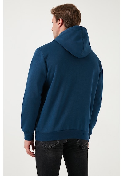 Buratti Regular Fit Kapüşonlu Kanguru Cepli Içi Tüylü Yumuşak Şardonlu Erkek Sweat 5905281 Indigo