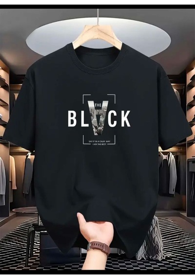 Medinenur Black Baskılı Basic T-shirt Siyah