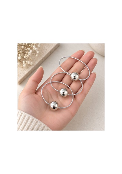 Metal Görünümlü Top Detaylı Saç Lastiği Seti - 3 Adet Gümüş - 923833734 Gümüş - 923833734 Gümüş