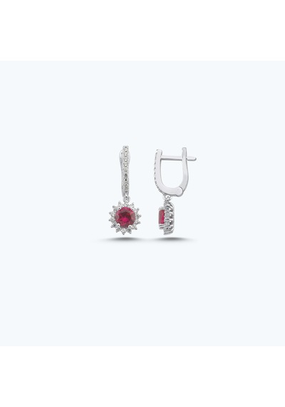 Altınbaş Kırmızı Taşlı Altın Üçlü Yuvarlak Set Autk0036-b-24627-k-set