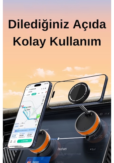 Wearfitpro Her Alana Uyumlu 360 Derece Dönebilen Çok Açılı Magsafe Özellikli Güçlü Telefon Tutucu Siyah