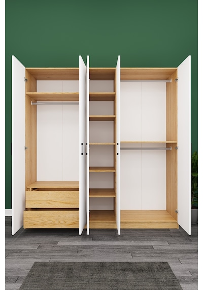 Asra Trend Lüks 5 Kapaklı Çekmeceli Gardırop %100 Mdf Askılı Aynalı Düzenleyici Elbise Dolabı G-04 Çok Renkli Asra Trend Lüks 5 Kapaklı Çekmeceli Gardırop %100 Mdf Askılı Aynalı Düzenleyici Elbise Dolabı G-04 Çok Renkli