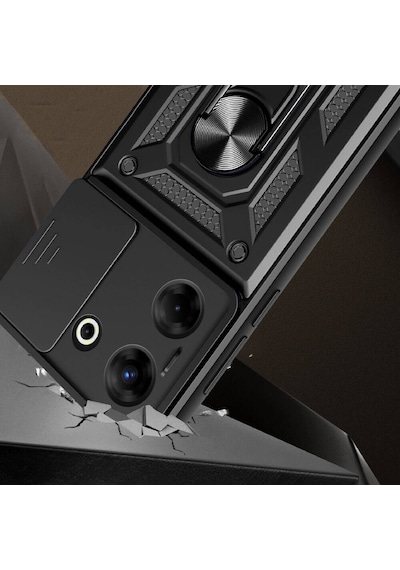 Nourthkiingdom Tecno Camon 20 Pro 5g Kılıf Magnetik Standlı Kamera Korumalı Nrtk Sürgülü Vega Kapak - Mavi Mavi