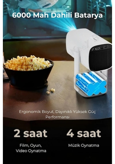 Wearfitpro K2 Şarjlı Projeksiyon Cihazı Android Bluetoothlu Ev Sineması