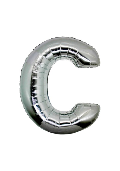 Gümüş Folyo Balon C Harfi 16inç 40cm Beyaz