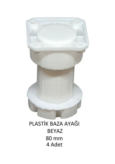 Plastik Baza Ayağı, Beyaz, 8 Cm 4 Adet Beyaz