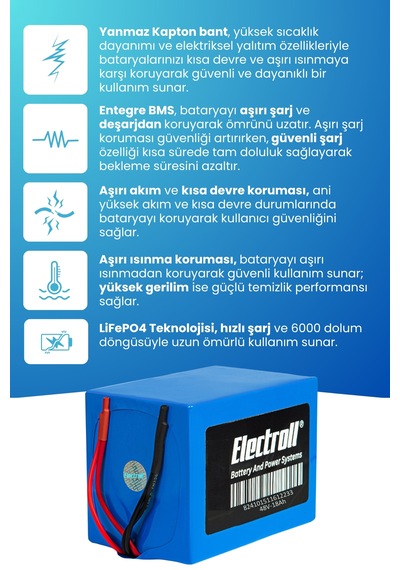 Motolux F4 Batarya Standart Kapasite Lifepo4 48v 18ah