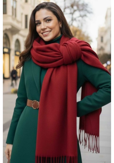 Tezzgelsin Kadın Premium Soft Buklet Atkı Bordo