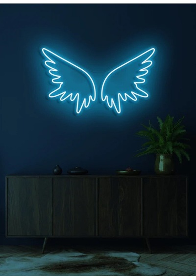 Kanat Figürlü Neon Tabela Turkuaz
