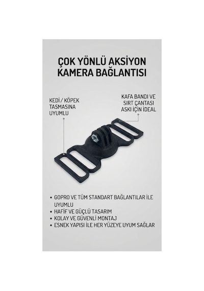 Çok Amaçlı Esnek Aksiyon Kamera Sabitleme Aparatı Her Yere Uygun, Her Anı Yakala - Kırılmaz Siyah