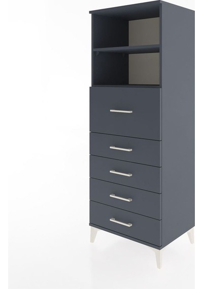 Hyperion Dolap 2 Raflı 5 Çekmeceli 60x44x163 Antrasit-antrasit Antrasit