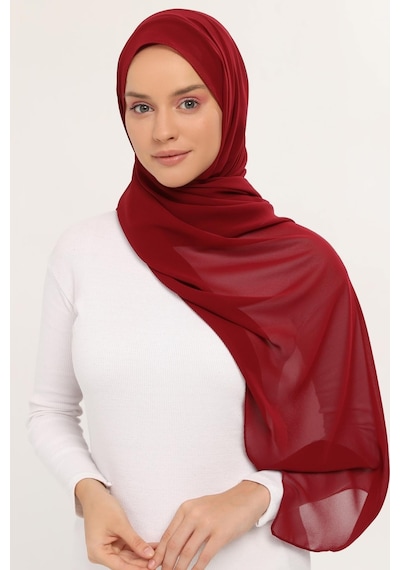Altobeh Hazır Lüks Pratik Hijablı Şifon Şal Bordo