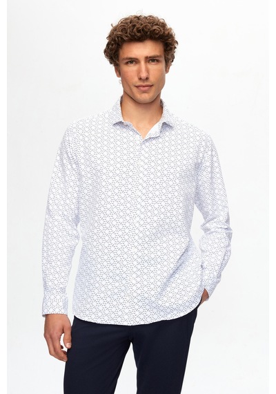 D'S Damat Twn Slim Fit Beyaz Baskılı Easy Iron Gömlek 2ef02hd402880 Beyaz