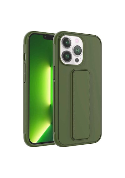 Apple Uyumlu iPhone 13 Pro Kılıf Zore Qstand Kapak Koyu Yeşil