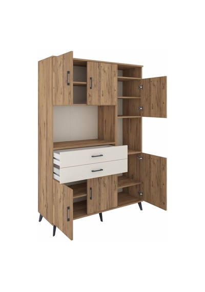 Hyperion Dolap 9 Raflı 2 Çekmeceli 6 Kapaklı 132x44x195 Çam-ç... Çam