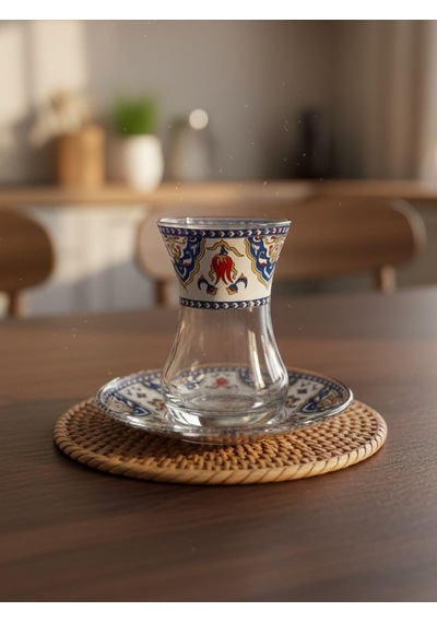 Topkapı 6 Kişilik Çay Seti, French Press Hediyeli, 9 Farklı Osmanlı Desenli Çay Bardağı Takımı 6, Topkapı Lal Genel