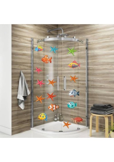 Balıklar Ve Deniz Yıldızları Duşakabin Banyo Sticker Seti