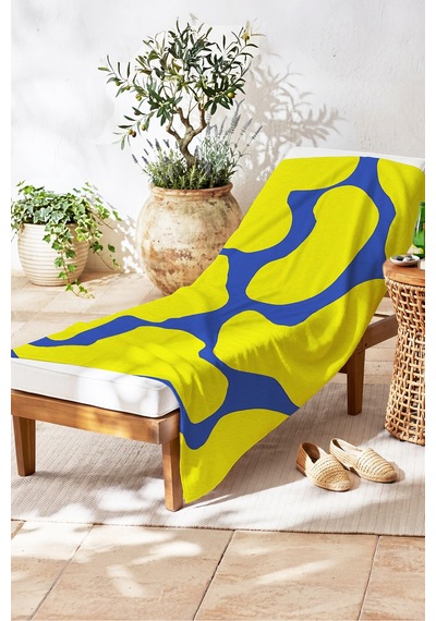 Modern Soyut Geometrik Sarı Mavi Plaj Havlusu-minimalist Akdeniz Stil Hızlı Kuruyan Mikrofiber Havlu Çok Renkli
