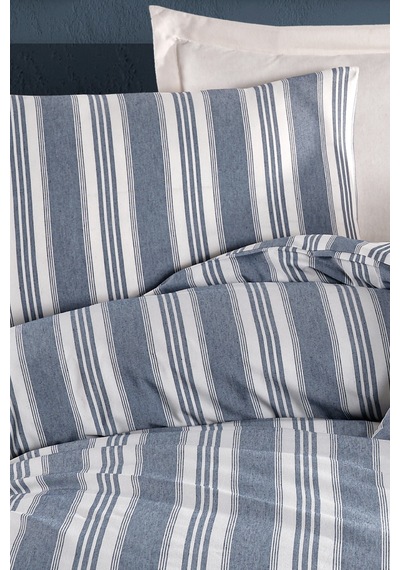 Eponj Home Sport Çizgili Nevresim Takımı Tek Kişilik Soft Line Lacivert Lacivert