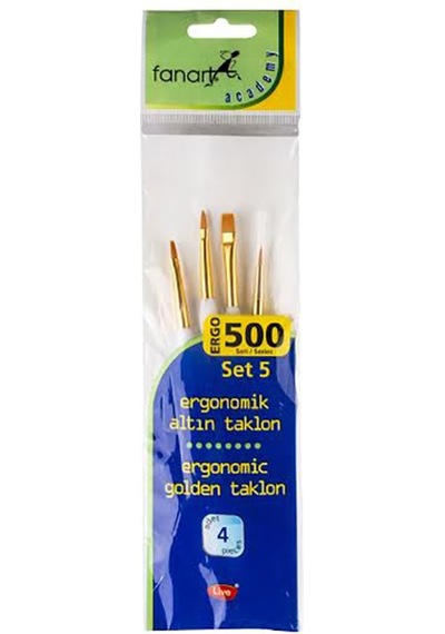 Fanart Ergonomik Altın Taklon Fırça Seti 500 Seri 4Lü Set 5