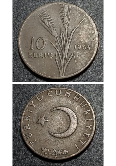 Escoineskoleksiyon 1964 %95 Bakır 10 Kuruş Çt+ Eski Madeni Para 1964 - 39963669b9ca11d70e