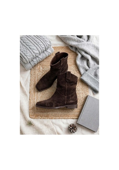 37brandshoes Koyu Kahverengi Süet Bot Kahverengi Kahverengi