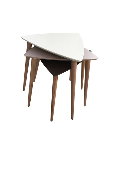 Zigon Sehpa Ahşap Kayın Retro Konik Ayak Model Üçgen Tabla Renk B (382773090)