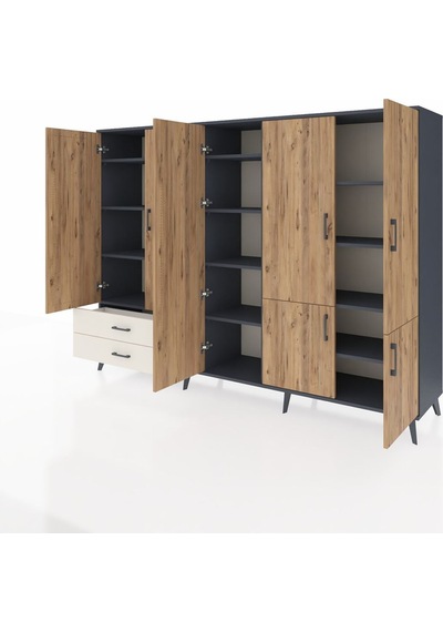 Hyperion Dolap 12 Raflı 2 Çekmeceli 7 Kapaklı 220x44x163 Antrasit-çam/aytaşı Atlas Çam/aytası - Antrasıt Hyperion Dolap 12 Raflı 2 Çekmeceli 7 Kapaklı 220x44x163 Antrasit-çam/aytaşı Atlas Çam/aytası - Antrasıt