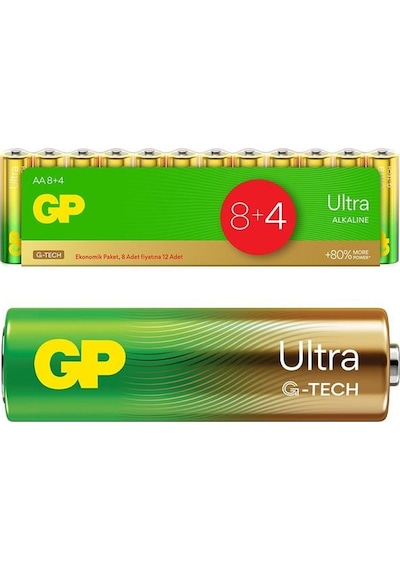 Gp G-tech 8+4 12li Paket Aa Alkalin Kalem Pil 8 Adet ına 12 Adet Pil - Özel Seri Tnrmrt169517