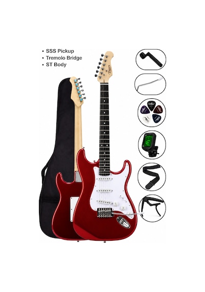 Torres St-40rd Elektro Gitar Seti Kırmızı Stratocaster + Full Set Kılıf Kapo Askı Akort Pena - 8697014634176