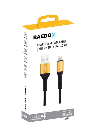 Raedox Usb To Lightning 1m / 3a Örgü Kablo