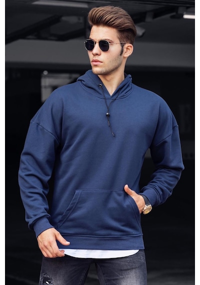 Madmext Basic Lacivert Erkek Kapüşonlu Sweatshirt 4764