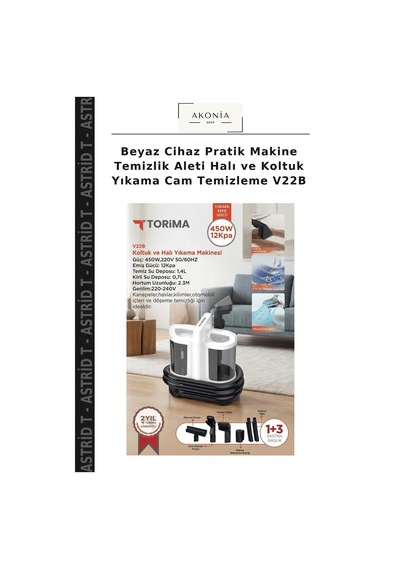 Beyaz Cihaz Pratik Makine Temizlik Aleti Halı Ve Koltuk Yıkama Cam Temizleme V22b