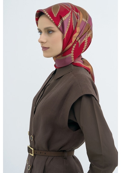 Armine Saf İpek Sura Eşarp-2026 İlkbahar-yaz- 953100d Bordo-kiremit