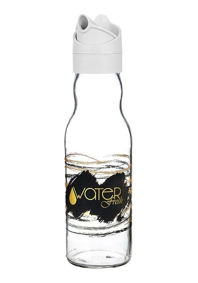 Water Fresh 700 Ml Çevrilebilir Kapaklı Cam Sürahi Başucu Ve Çalışma Masası Sürahisi Gri - 927537818