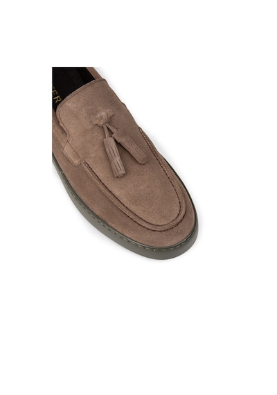 Deery Erkek Hakiki Süet Vizon Renk Püsküllü Loafer Ayakkabı - 01994mvznc01 Vizon