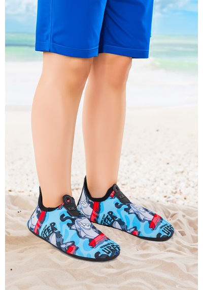 Kiko Kids Surfer Havuz Plaj Erkek Çocuk Deniz Ayakkabısı 7561 Mavi Mavi