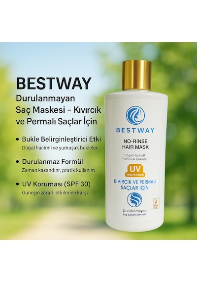 Bestwat Kıvırcık Ve Permalı Saçlar İçin Durulanmayan Saç Maskesi