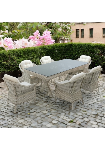 Spark Rehome 100x200 Rattan Bahçe Masa Takımı 316 Gri