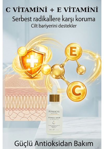 Pureical C Vitamini Serum %5, Aydınlatıcı, Leke Karşıtı Ve Anti-aging Bakım 30 Ml
