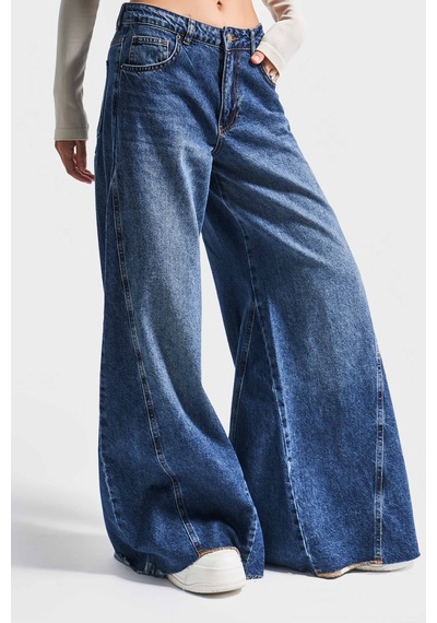 Itsbasic Kadın Koyu Mavi Renk 2w47 Süper Palazzo Fit %100 Koton Jean Itsbasic Kadın Koyu Mavi Renk 2w47 Süper Palazzo Fit %100 Koton Jean