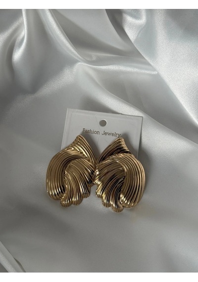 İstiridye Plaka Gold Küpe Altın