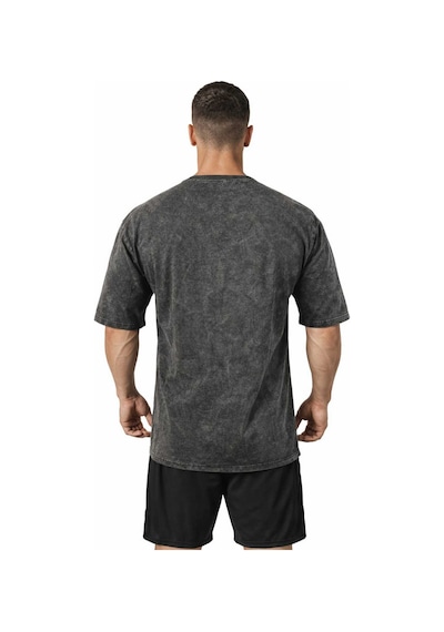 Dark Line Erkek Oversize Yıkama Efektli Basic Tshirt Füme