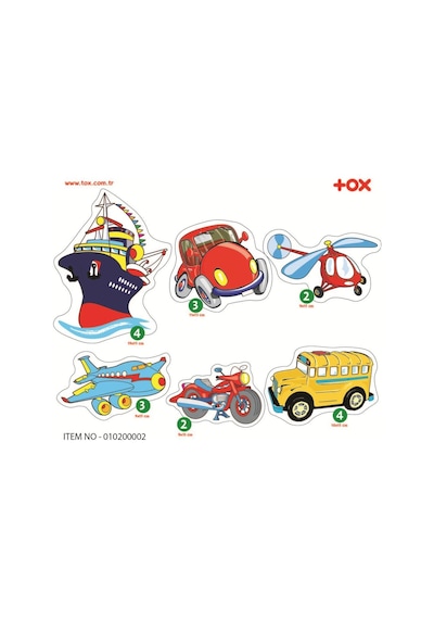 Tox Ulaşım Araçları 2+ Keçe Yapboz Puzzle T002
