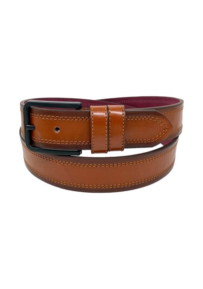 Süzer Deri Taba Suni Deri Çift Dikişli Model 4 cm.lik Spor Kemer - 9023-111-